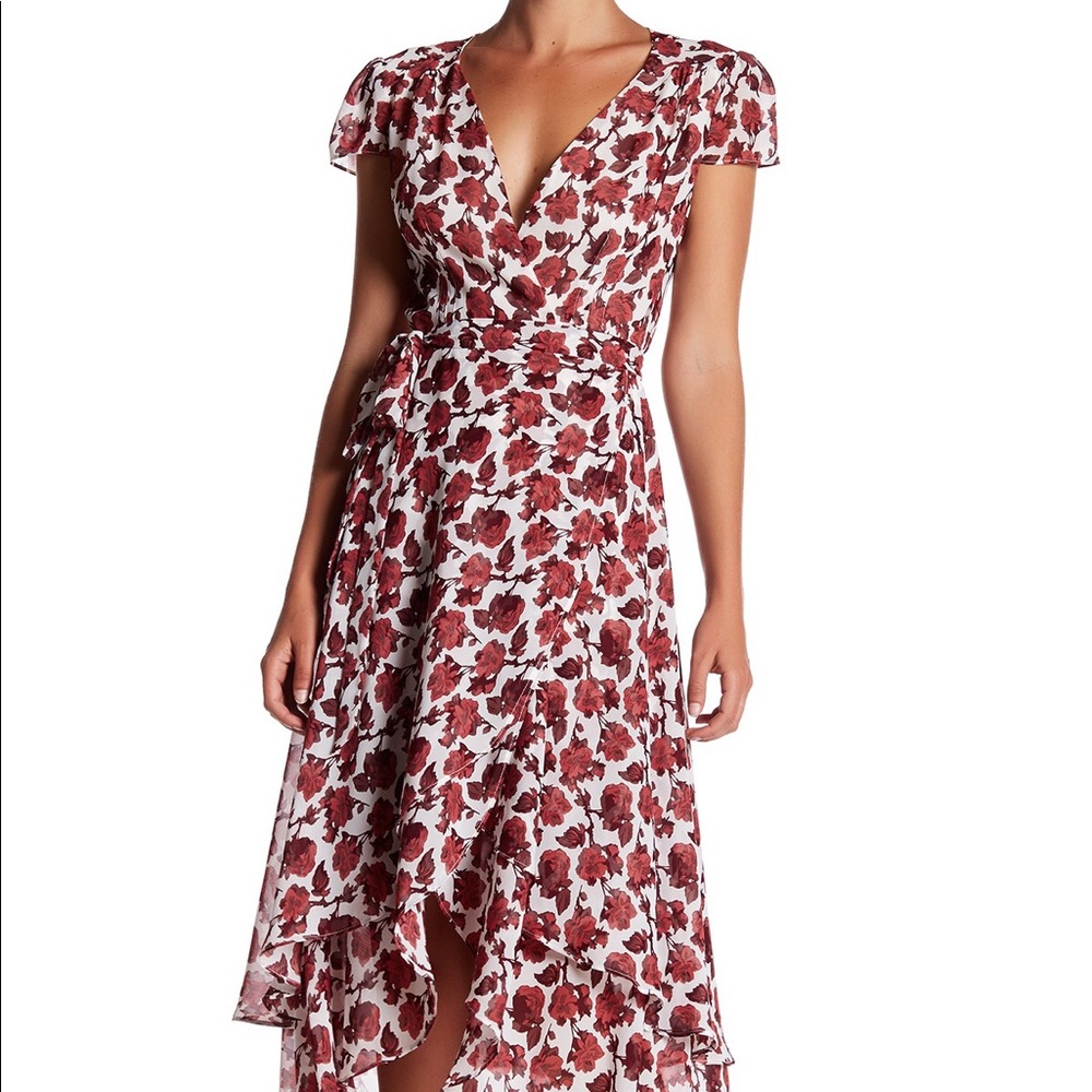 Betsey Johnson Chiffon Floral Wrap Dress
